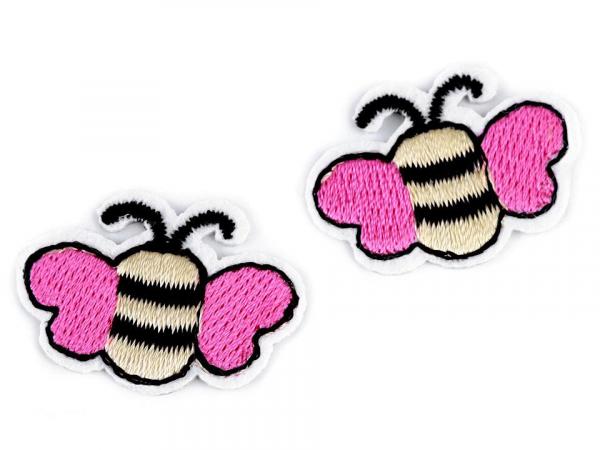 Aufbügler Mini Biene in Pink